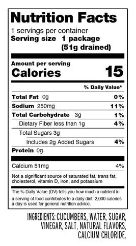 Sweet Pickle - calories, carbs, nutrition