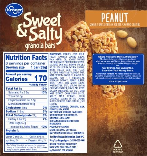 Sweet & Salty Peanut Granola Bar - calories, carbs, nutrition