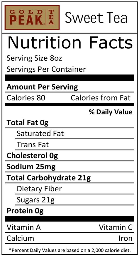 Sweet Tea Large - calories, carbs, nutrition