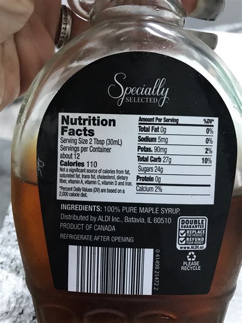 Syrup - calories, carbs, nutrition