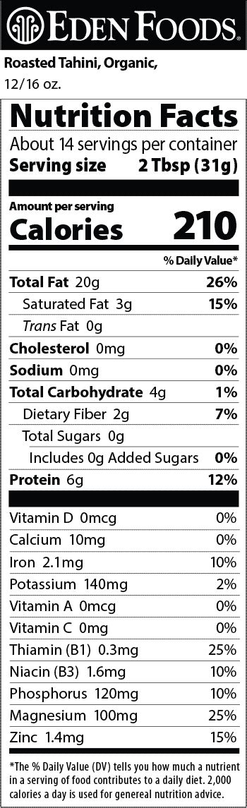 Tahini Dressing - calories, carbs, nutrition