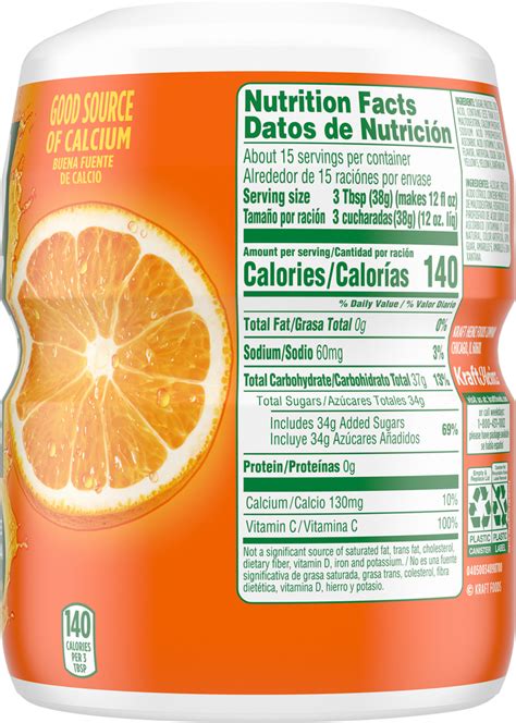 Tang Juice - calories, carbs, nutrition