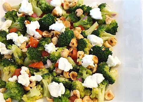 Tender Broccoli, Red Onion, Hazelnut & Feta Cheese Salad - calories, carbs, nutrition