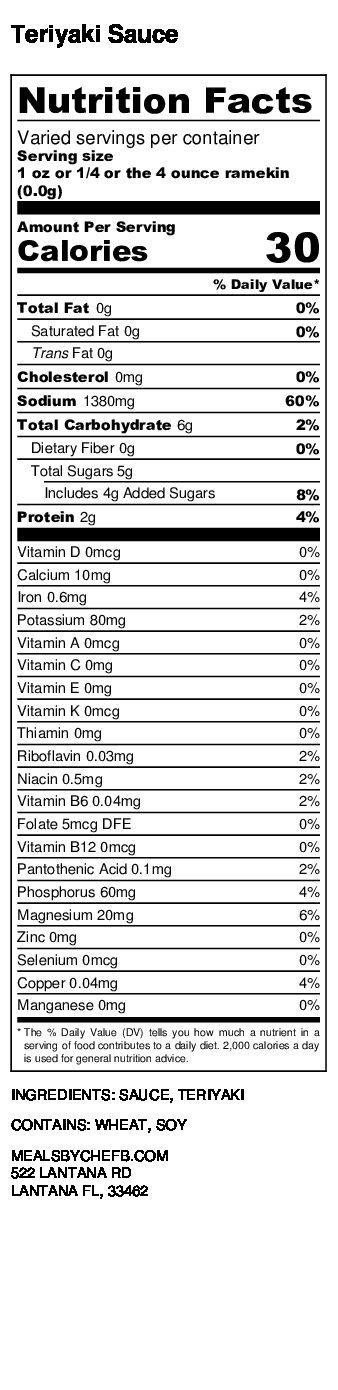 Teriyaki Dressing - calories, carbs, nutrition