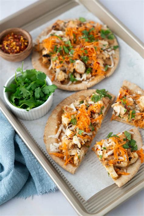 Thai Chicken Flatbread Pizza Slice - calories, carbs, nutrition