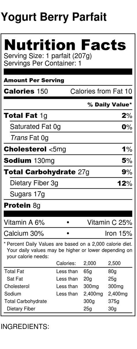 Three Berry Yogurt Parfait - calories, carbs, nutrition