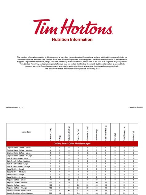 Tims - calories, carbs, nutrition