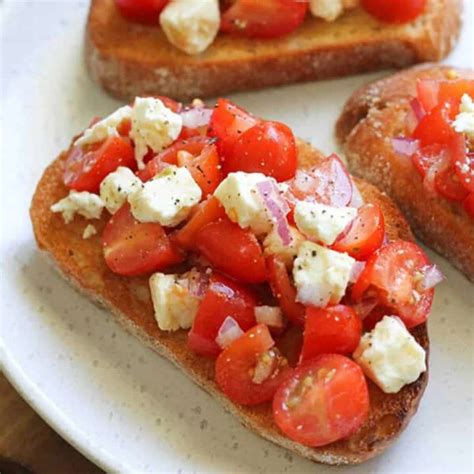 Tomato Cucumber and Feta Bruschetta - calories, carbs, nutrition