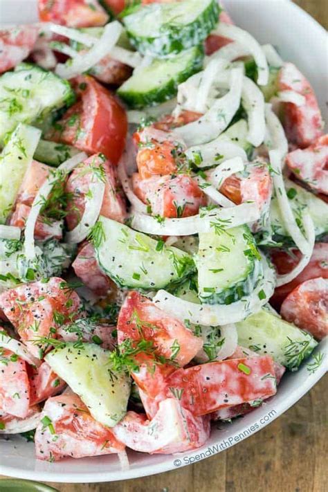 Tomatoes & Cucumber with Sour Cream, Vegetarian - calories, carbs, nutrition