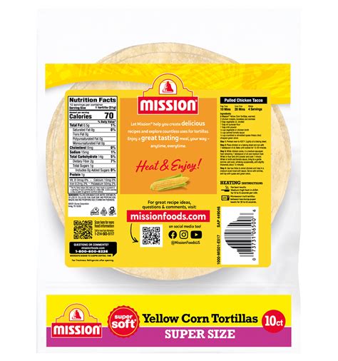 Tortilla Corn Yellow 6" 2 EA - calories, carbs, nutrition