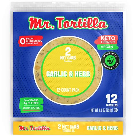 Tortilla Flour 12" Garlic & Herb - calories, carbs, nutrition