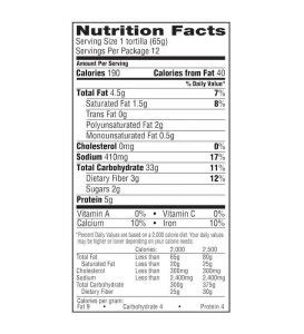 Tortillas Caseras - calories, carbs, nutrition