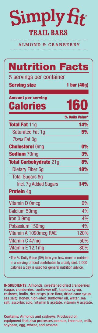 Trail Bar - calories, carbs, nutrition