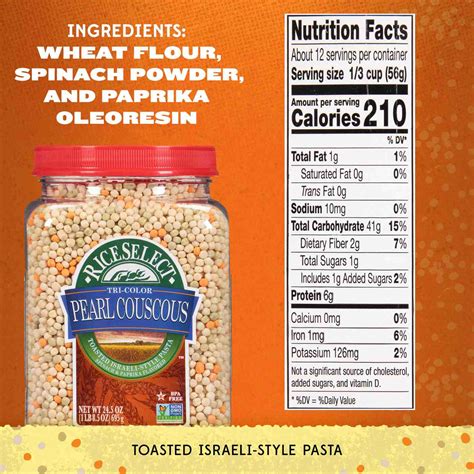 Tri-Color Couscous - calories, carbs, nutrition