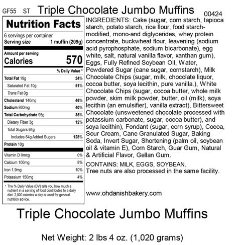 Triple Chocolate Muffin - calories, carbs, nutrition