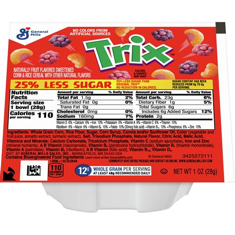 Trix Cereal Bars - calories, carbs, nutrition