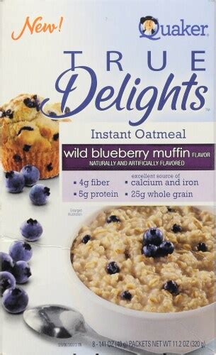 True Delights Instant Oatmeal - Wild Blueberry Muffin - calories, carbs, nutrition