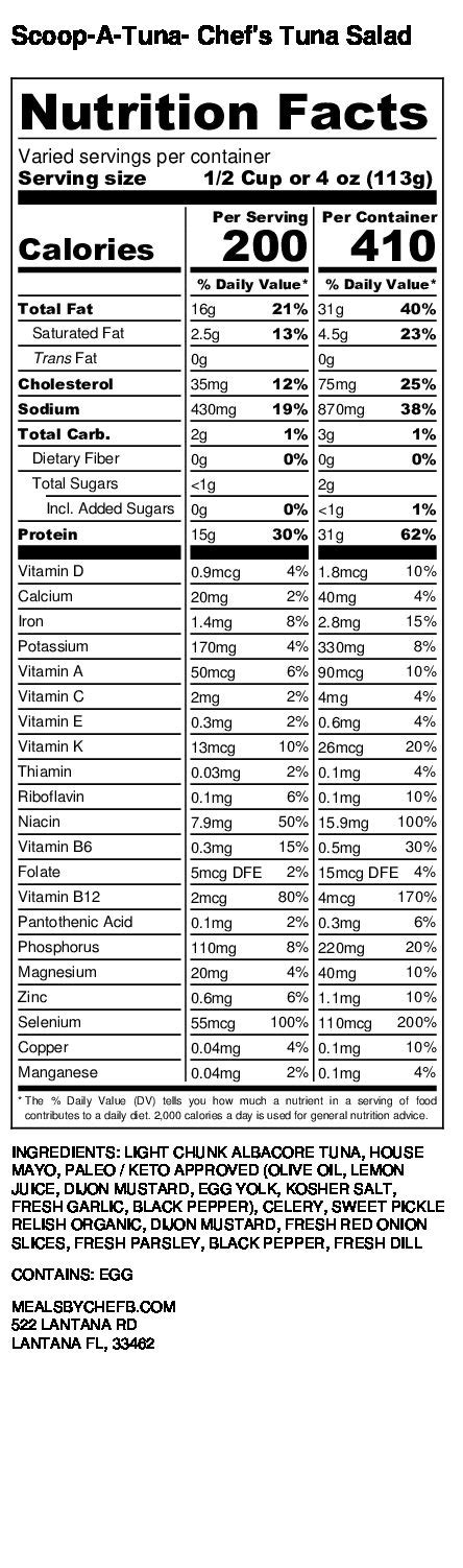 Tuna Scoop Salad - calories, carbs, nutrition