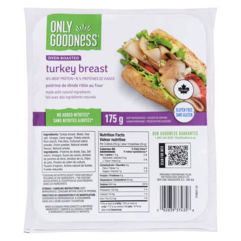 Turkey Breast - Meat only - on 6" Sub - calories, carbs, nutrition