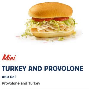 Turkey Provolone Mini Sub withCole Slaw - calories, carbs, nutrition