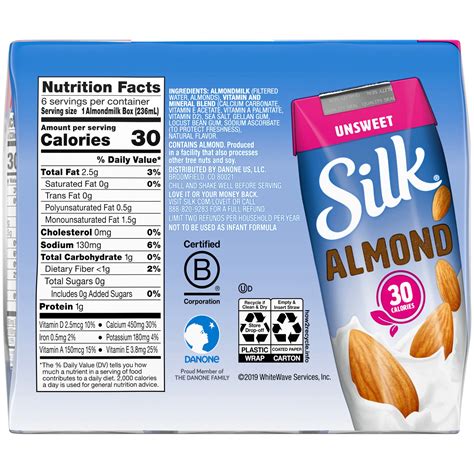 Unsweetened Almond - calories, carbs, nutrition