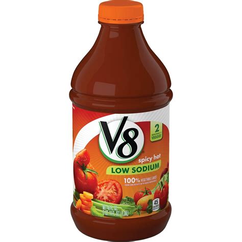 V8 100% Vegetable Juice - Spicy Hot - Low Sodium - calories, carbs, nutrition