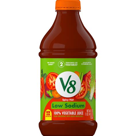 V8 100% Vegetable Juice - Spicy Hot - Low Sodium - calories, carbs, nutrition