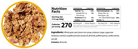 Vanilla Almond Granola - calories, carbs, nutrition
