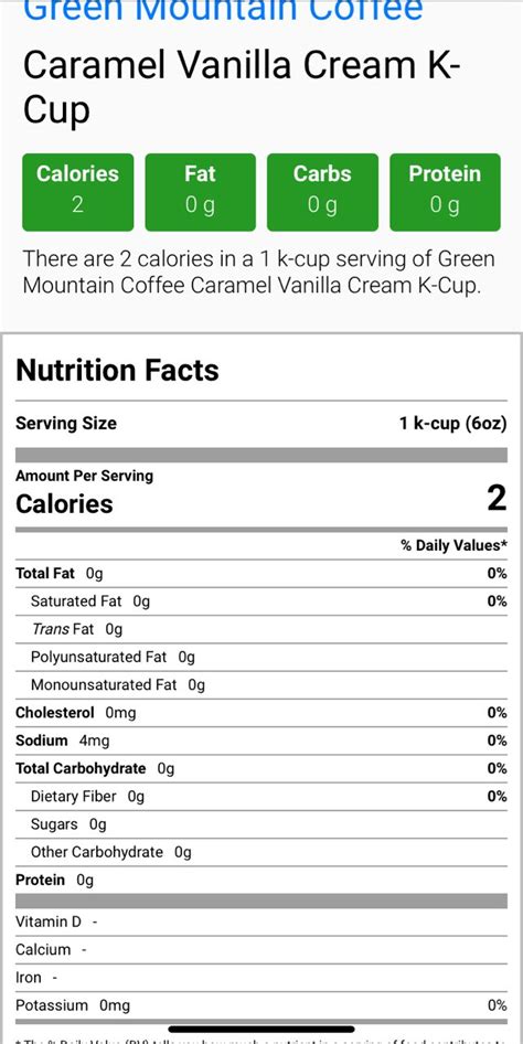 Vanilla Cream - calories, carbs, nutrition