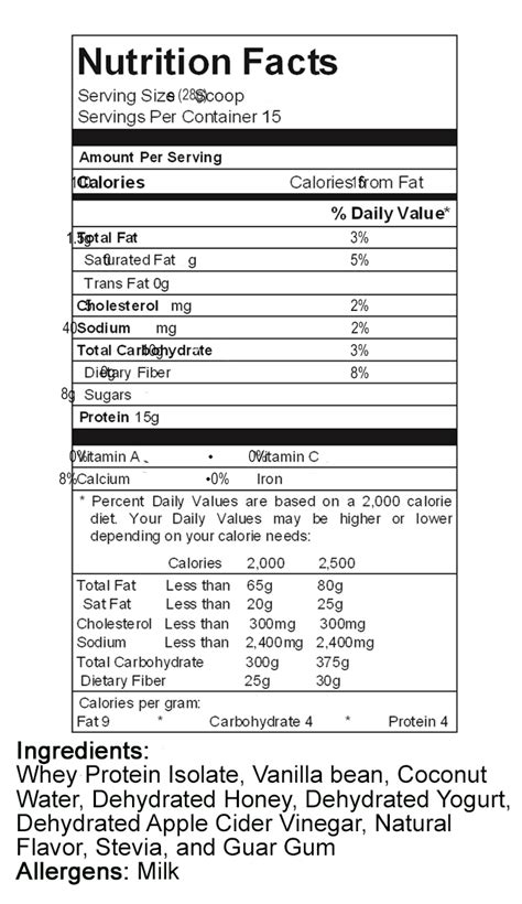 Vanilla Fresh - calories, carbs, nutrition
