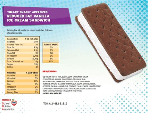 Vanilla Ice Cream Sandwich - calories, carbs, nutrition