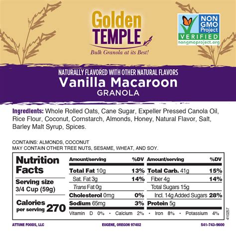 Vanilla Macaroon Granola - calories, carbs, nutrition