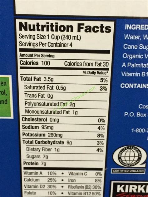 Vanilla Soymilk - calories, carbs, nutrition