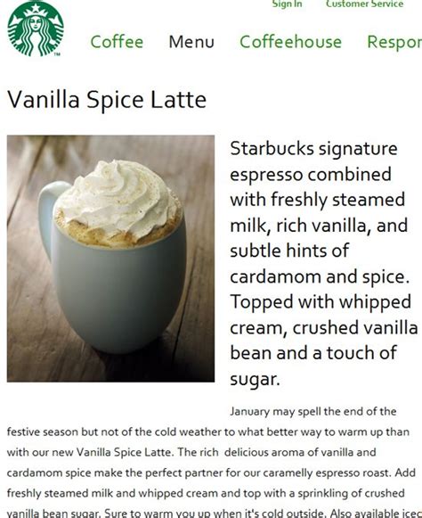 Vanilla Spice Latte - calories, carbs, nutrition