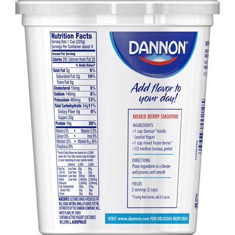 Vanilla Yogurt - calories, carbs, nutrition