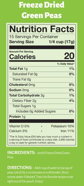 Veg Green Peas (Bostwick) - calories, carbs, nutrition