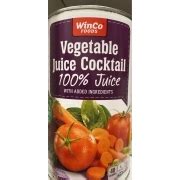 Vegetable juice cocktail, low sodium, canned - calories, carbs, nutrition