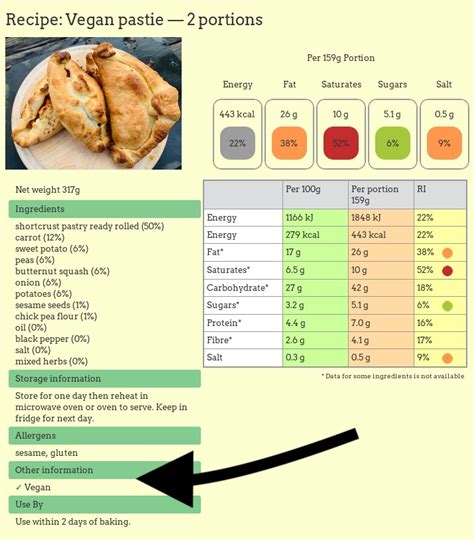 Vegetable Pasty - calories, carbs, nutrition