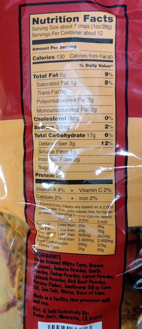 Veggie & Flaxseed Tortilla Chips - calories, carbs, nutrition