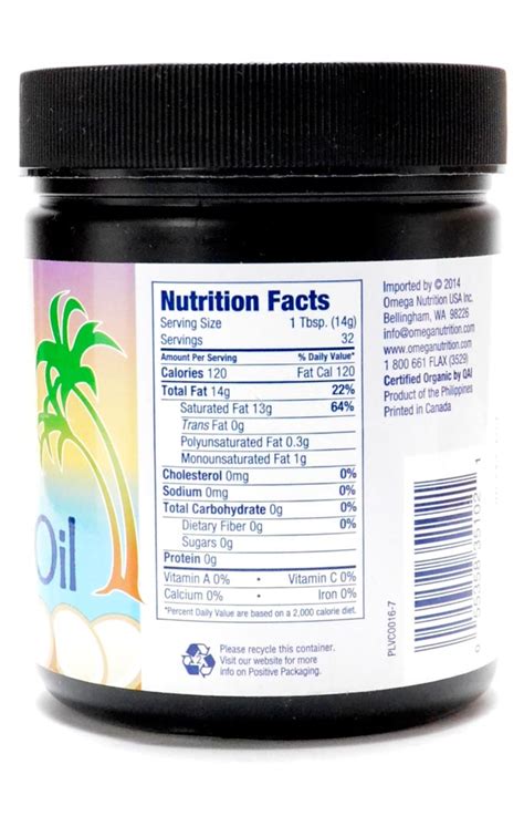 Virgin Coconut Oil - calories, carbs, nutrition