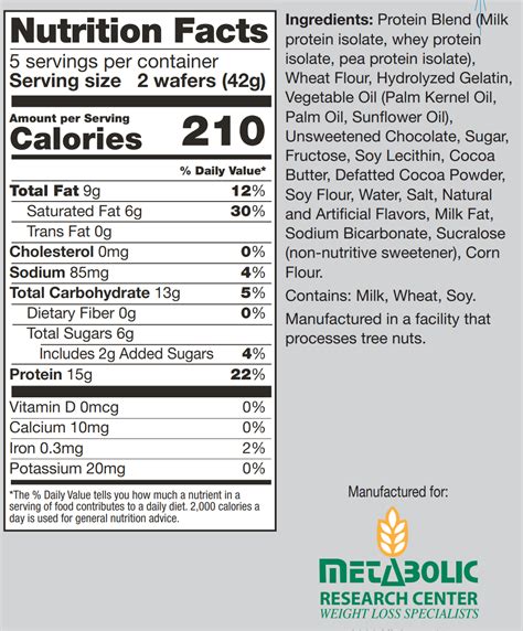 Wafer - calories, carbs, nutrition