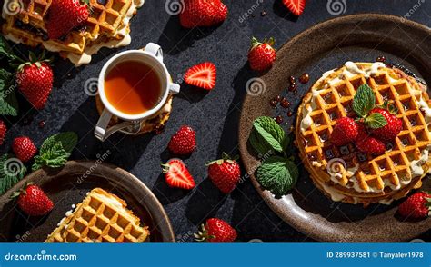 Waffles French with Strawberries - calories, carbs, nutrition