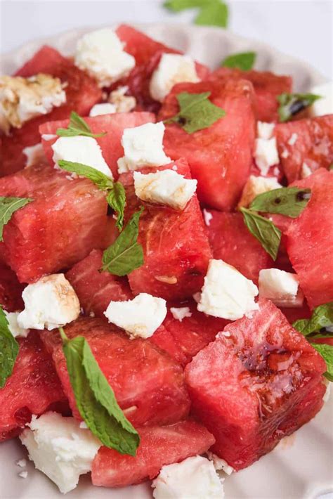 Watermelon Feta Salad with Mint - calories, carbs, nutrition