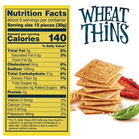 Wheat Thins Sun Dried Tomato and Basil - calories, carbs, nutrition