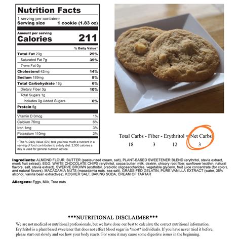 White Chocolate Macadamia Cookie - calories, carbs, nutrition