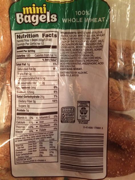 Whole Grain Mini Bagel - calories, carbs, nutrition