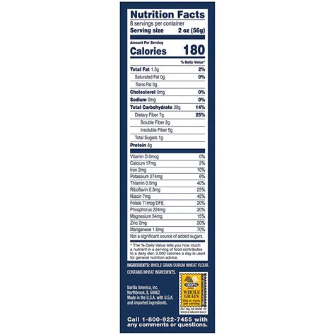 Whole Grain Penne - calories, carbs, nutrition