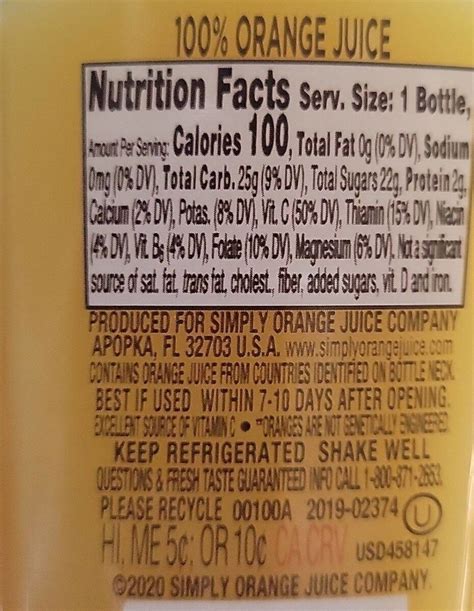 WHOLE+SUM ORANGE JUICE - calories, carbs, nutrition