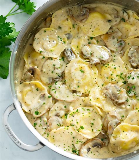 Wild Mushrooms and Raviolis with a Tomato Cream Sauce - calories, carbs, nutrition