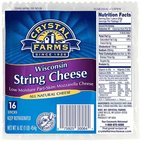 Wisconsin String Cheese - calories, carbs, nutrition